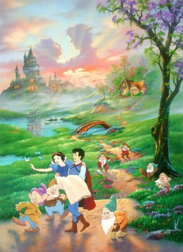 ディズニー Painting - 子供向けの白雪姫と王子の漫画